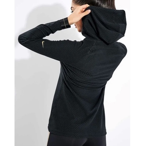 Nike Pro Women’s Icon Clash Hooded Dry Fit Long Sleeve Black/Metallic Gold XS - Picture 4 of 16